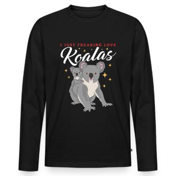 Koala Koalas Koala Bear Koala Bears Cadeau - T-shirt manches longues Premium bio Homme - noir - Devant - Nico (187cm)