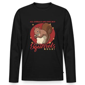 Cute Squirrel Gray Squirrel Squirrel Gift - Men's Premium Organic Long Sleeve Shirt - black - Front - Nico (187cm)