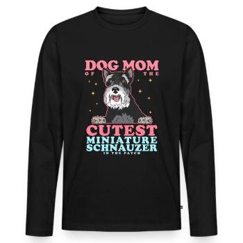 Maman Schnauzer miniature | Cadeau Schnauzer Chien - T-shirt manches longues Premium bio Homme - noir - Devant - Nico (187cm)