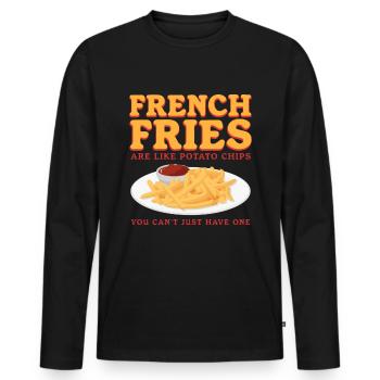 French fries fast food fries fast food gift - Men's Premium Organic Long Sleeve Shirt - black - Front - Nico (187cm)