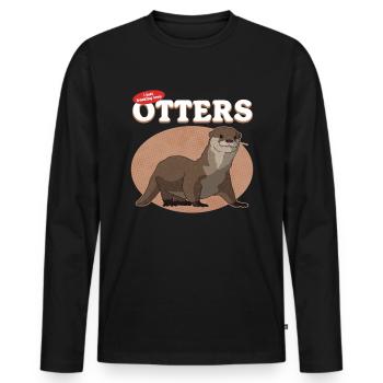 Loutre de mer Loutre Cadeau de loutre - T-shirt manches longues Premium bio Homme - noir - Devant - Nico (187cm)