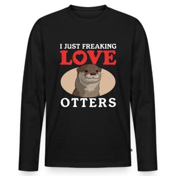 Loutre Loutre Cadeau Loutre de mer - T-shirt manches longues Premium bio Homme - noir - Devant - Nico (187cm)