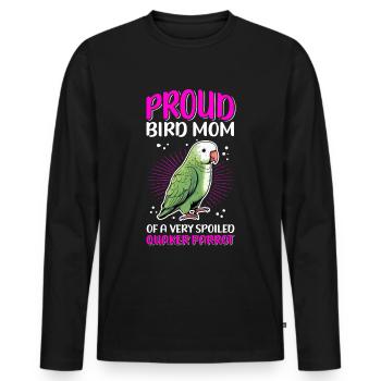 Monk Parakeet Parrots Mom Gift - Men's Premium Organic Long Sleeve Shirt - black - Front - Nico (187cm)