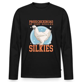 Silk Chicken Dad Silkie Chicken Silk Chickens Gift - Men's Premium Organic Long Sleeve Shirt - black - Front - Nico (187cm)