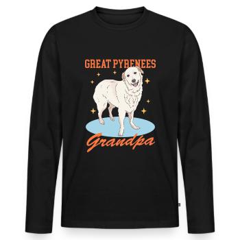 Chien de montagne des Pyrénées Grand-père Chien Propriétaire Cadeau - T-shirt manches longues Premium bio Homme - noir - Devant - Nico (187cm)