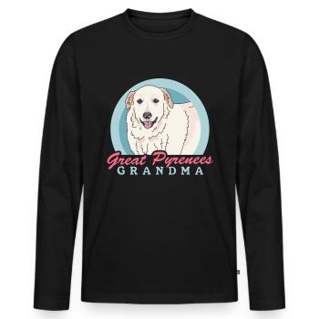 Chien de montagne des Pyrénées Grand-mère Chien Propriétaire Cadeau - T-shirt manches longues Premium bio Homme - noir - Devant - Nico (187cm)