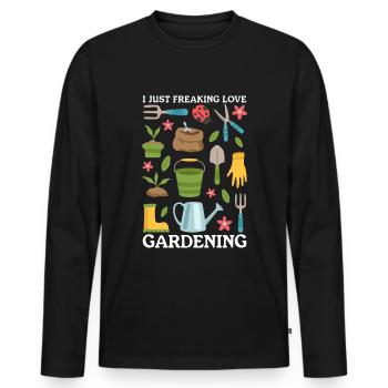 Jardinage Jardin Maison Jardinier Jardinier Cadeau - T-shirt manches longues Premium bio Homme - noir - Devant - Nico (187cm)