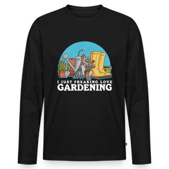 Jardin Jardinage Maison Jardinier Jardinier Cadeau - T-shirt manches longues Premium bio Homme - noir - Devant - Nico (187cm)