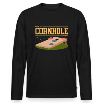 Cornhole Player Blind Hole Bean Bag Cadeau - T-shirt manches longues Premium bio Homme - noir - Devant - Nico (187cm)