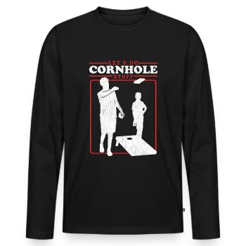 Joueur de cornhole | Blind Hole Bean Bag Cadeau - T-shirt manches longues Premium bio Homme - noir - Devant - Nico (187cm)