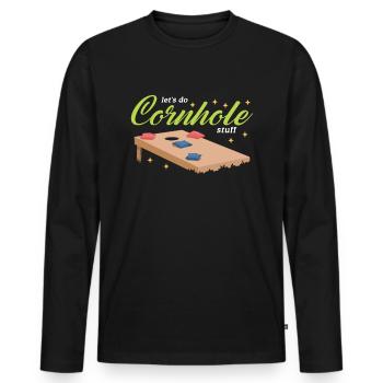 Cornhole Player Bean Bag Blind Hole Gift - Men's Premium Organic Long Sleeve Shirt - black - Front - Nico (187cm)