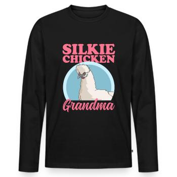 Silk Chicken Grandma Silk Chicken Silkie Chicken Gift - Men's Premium Organic Long Sleeve Shirt - black - Front - Nico (187cm)