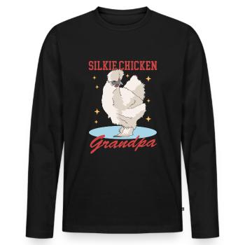 Silk Chicken Grandpa Silkie Chicken Silk Chickens Gift - Men's Premium Organic Long Sleeve Shirt - black - Front - Nico (187cm)