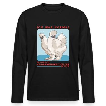 Silk Chicken Silkie Chicken Silk Chickens Gift - Men's Premium Organic Long Sleeve Shirt - black - Front - Nico (187cm)