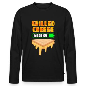 Fromage grillé Fromage grillé Fromage Amateur de fromage Cadeau - T-shirt manches longues Premium bio Homme - noir - Devant - Nico (187cm)