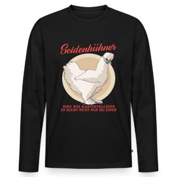 Seidenhuhn Silkie Hühner Seidenhühner Geschenk - Männer Premium Bio Langarmshirt - Schwarz - Vorne - Nico (187cm)