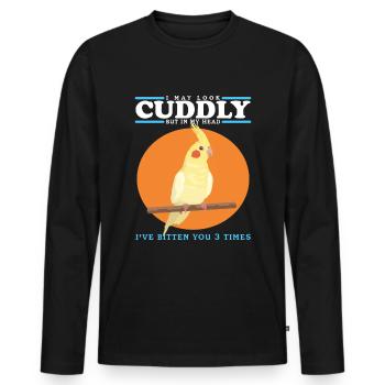 Cockatiels Bird Bird Owner Gift - Men's Premium Organic Long Sleeve Shirt - black - Front - Nico (187cm)