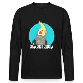 Parakeets | Bird Bird Owner Gift - Men's Premium Organic Long Sleeve Shirt - black - Front - Nico (187cm)