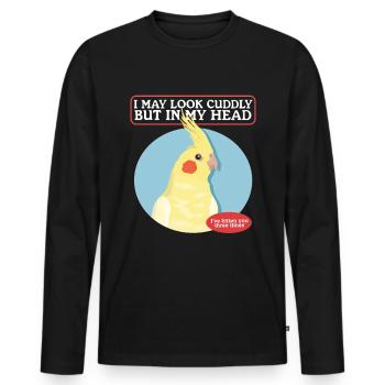 Cockatiels Bird Owner Bird Gift - Men's Premium Organic Long Sleeve Shirt - black - Front - Nico (187cm)