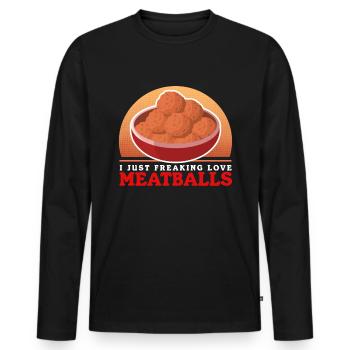 Boulettes de viande Boulettes de viande Boulettes de viande Cadeaux - T-shirt manches longues Premium bio Homme - noir - Devant - Nico (187cm)