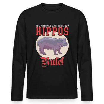 Bébé hippopotame | Hippopotames Hippos Cadeau - T-shirt manches longues Premium bio Homme - noir - Devant - Nico (187cm)