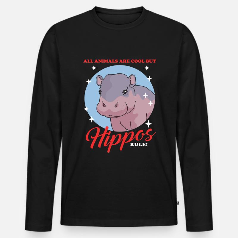 Nilpferd Baby Flusspferd Nilpferde Geschenk - Männer Premium Bio Langarmshirt - Schwarz