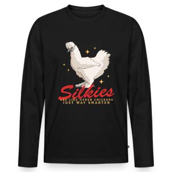 Silk Chicken Silk Chickens Silkie Chickens Gift - Men's Premium Organic Long Sleeve Shirt - black - Front - Nico (187cm)