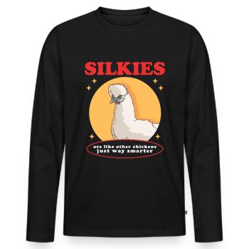 Silk Chicken Silkie Chickens Silk Chickens Gift - Men's Premium Organic Long Sleeve Shirt - black - Front - Nico (187cm)