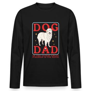Chien de montagne des Pyrénées Papa Chiens Chien Propriétaire Cadeau - T-shirt manches longues Premium bio Homme - noir - Devant - Nico (187cm)