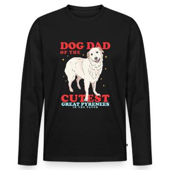 Papa chien de montagne des Pyrénées | Cadeau du propriétaire de chien - T-shirt manches longues Premium bio Homme - noir - Devant - Nico (187cm)
