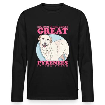 Chien de montagne des Pyrénées Maman Chien Propriétaire Cadeau - T-shirt manches longues Premium bio Homme - noir - Devant - Nico (187cm)