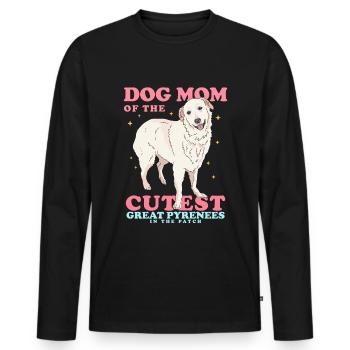 Chien de montagne des Pyrénées Maman Chien Propriétaire Cadeau - T-shirt manches longues Premium bio Homme - noir - Devant - Nico (187cm)