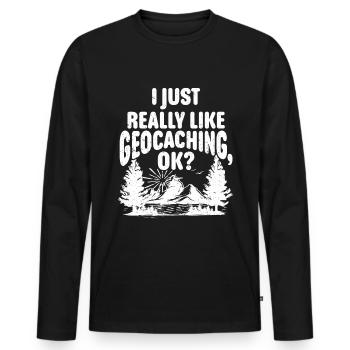 Geocaching Gift Geocacher Geocache - Men's Premium Organic Long Sleeve Shirt - black - Front - Nico (187cm)