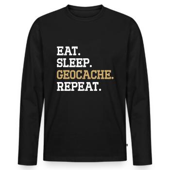Geocaching Gift Geocacher Geocache - Men's Premium Organic Long Sleeve Shirt - black - Front - Nico (187cm)