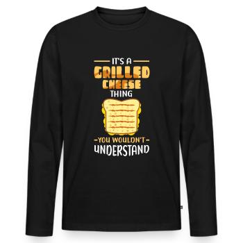 Fromage grillé Amateur de fromage Cadeau au fromage grillé - T-shirt manches longues Premium bio Homme - noir - Devant - Nico (187cm)