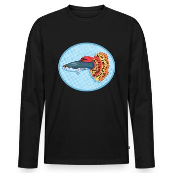 Aquarium Guppies Aquarist Aquaristics Gift - Men's Premium Organic Long Sleeve Shirt - black - Front - Nico (187cm)