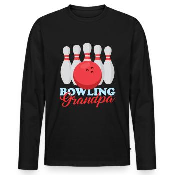 Bowling Grand-père Joueur de bowling Bowling Cadeau - T-shirt manches longues Premium bio Homme - noir - Devant - Nico (187cm)