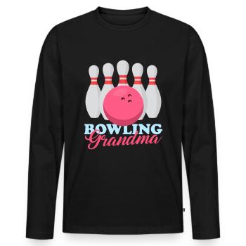Bowling Grandma Bowling Player Bowling Gift - Men's Premium Organic Long Sleeve Shirt - black - Front - Nico (187cm)