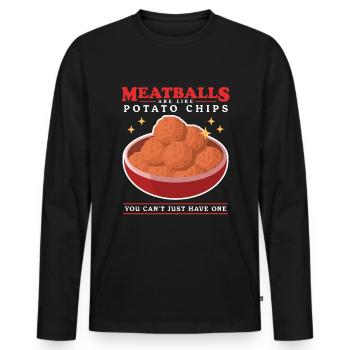 Boulettes de viande Boulettes de viande Boulettes de viande Cadeaux - T-shirt manches longues Premium bio Homme - noir - Devant - Nico (187cm)