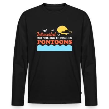 Ponton Pontoon Bateau Capitaine Cadeau - T-shirt manches longues Premium bio Homme - noir - Devant - Nico (187cm)