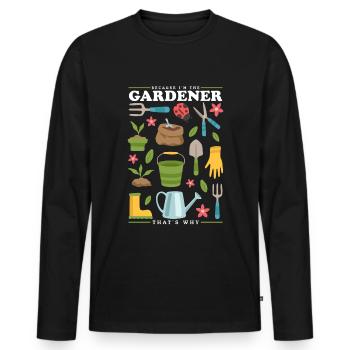 Jardin, jardinier amateur, jardinage, jardinier, cadeau - T-shirt manches longues Premium bio Homme - noir - Devant - Nico (187cm)
