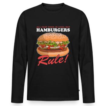 Hamburger Fast Food Burger Fast Food Cadeau - T-shirt manches longues Premium bio Homme - noir - Devant - Nico (187cm)