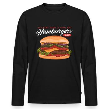 Restauration rapide de Hambourg | Burger Fast Food Cadeau - T-shirt manches longues Premium bio Homme - noir - Devant - Nico (187cm)