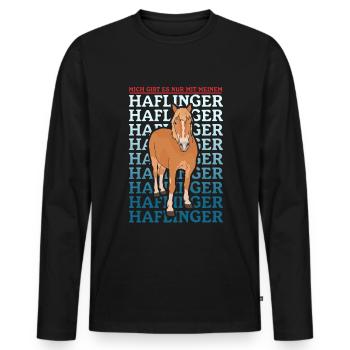 Haflinger Pferde | Haffi Pferdebesitzer Geschenk - Männer Premium Bio Langarmshirt - Schwarz - Vorne - Nico (187cm)
