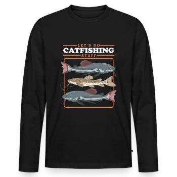 Pêcheur Poisson-Chat Pêche Pêche Poisson Cadeau - T-shirt manches longues Premium bio Homme - noir - Devant - Nico (187cm)