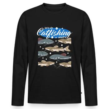 Cadeau de pêche à la pêche au poisson-chat - T-shirt manches longues Premium bio Homme - noir - Devant - Nico (187cm)