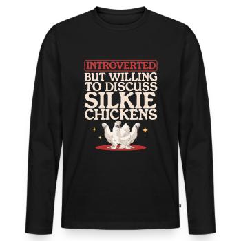 Silk Chicken Silk Chickens Silkie Chickens Gift - Men's Premium Organic Long Sleeve Shirt - black - Front - Nico (187cm)