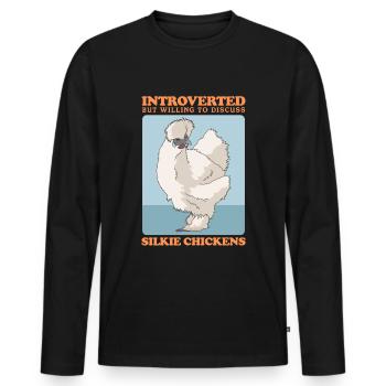 Silk Chicken Silkie Chickens Silk Chickens Gift - Men's Premium Organic Long Sleeve Shirt - black - Front - Nico (187cm)