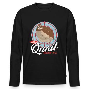 Chasse, caille, caille, caille, chasseur, cadeau - T-shirt manches longues Premium bio Homme - noir - Devant - Nico (187cm)