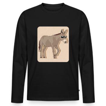 Âne propriétaire âne âne amoureux cadeau d’âne - T-shirt manches longues Premium bio Homme - noir - Devant - Nico (187cm)
